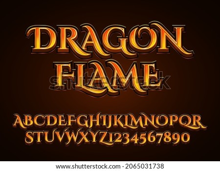 fantasy gold dragon flame text effect