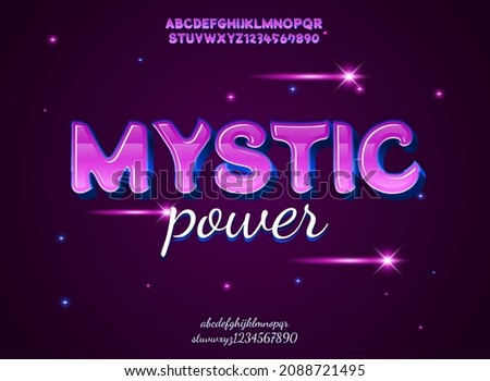 fantasy violet mystic power text effect with sparkle star