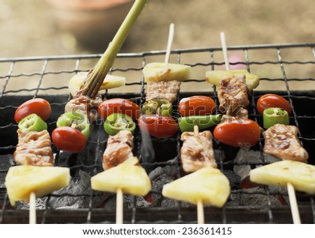 grilling homemade barbecue food with close up background