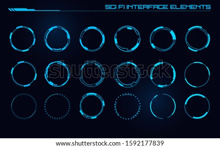 Set of Sci Fi Modern User Interface Elements. Futuristic Abstract HUD. Good for game UI. Circle elements for data infographics. Vector Illustration EPS10