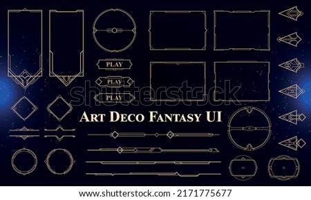 Set of Art Deco Modern User Interface Elements. Fantasy magic HUD. Good for game UI. Vector Illustration EPS10 Photo stock © 
