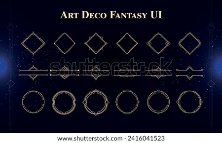 Set of Art Deco Modern User Interface Elements. Fantasy magic HUD. Good for game UI. Vector Illustration EPS10