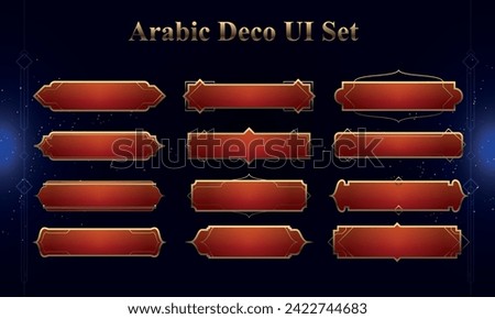 Set of Arabic Deco Modern User Interface Elements. Fantasy magic HUD. Good for game UI. Vector Illustration EPS10