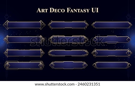 Set of Art Deco Modern User Interface Elements. Fantasy magic HUD. Banner elements for game UI. Vector Illustration EPS10