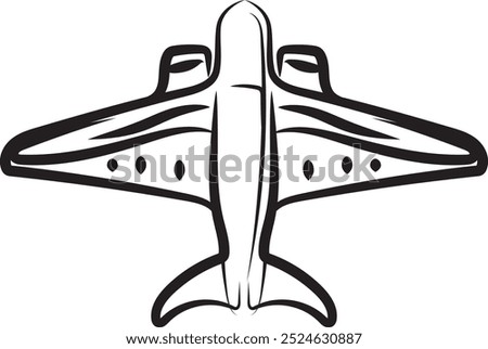 Airplane icon, hand-drawn illustration of an airplane