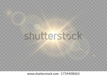 Vector transparent sunlight special lens flash light effect.front sun lens flash. Vector blur in the light of radiance.