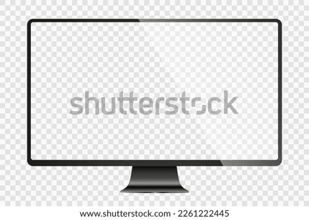Realistic black modern thin frame display computer monitor. PNG stock illustration. Stock royalty free. Vector illustration EPS 10