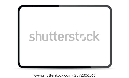 New design of tablet in trendy thin frame style isolated. Empty screen concept. Vector illustration
