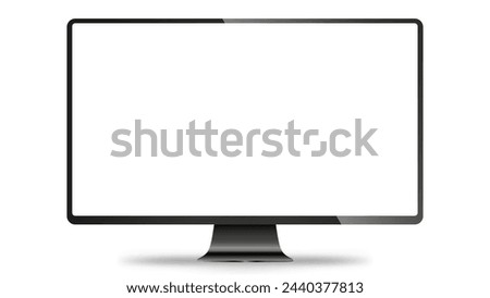 Trendy realistic thin frame monitor mock up with blank white screen isolated. PNG. Vector illustration	