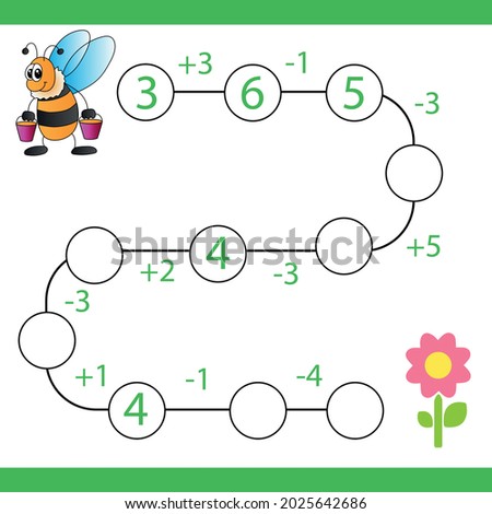 Counting games for children and adults. Educational math game. Subtraction and addition to Result. A riddle for the mind. Riddle with numbers. Vector