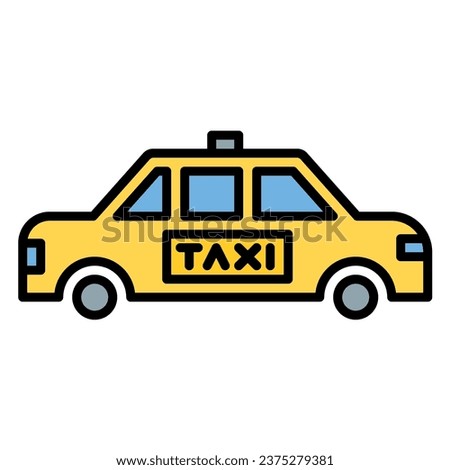 taxi car icon or logo illustration filled outline color style.