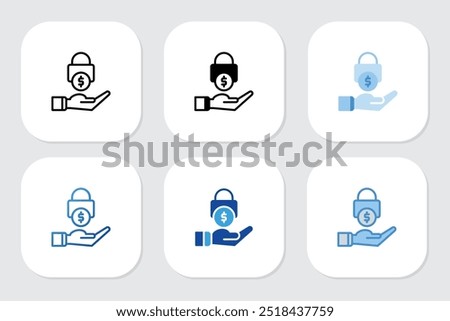 lock dollar icons with various design styles