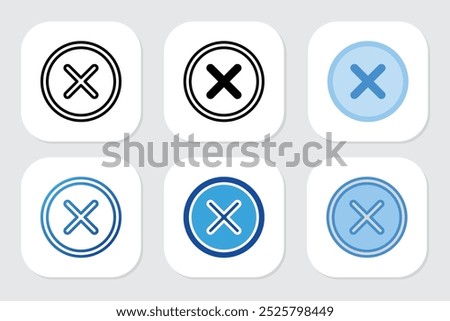 Cancel icons with various design styles