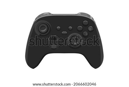 Сonsole gamepad new generation in vector. Cartoon clipart of gamepad. Isolated black controller on white background.