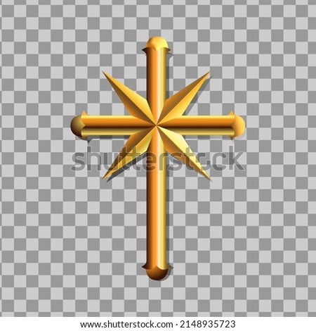 Scientology сross. Golden realistic scientology cross isolated on separate layer background. The symbol of the followers of the scientology religion.