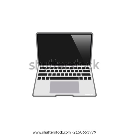 Color trendy modern laptop icon. Cartoon vector image of notebook isolated on white background. Sticker of flat style laptop.