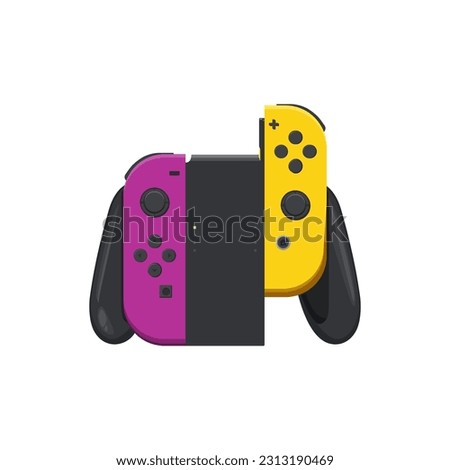 Modern wireless gamepad. Colorful cartoon  controller in vector. Isolated controller on white background.