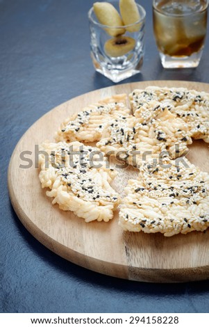 Rice cracker or rice biscuits.Vintage Style