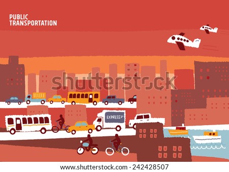 Public transportation vector background