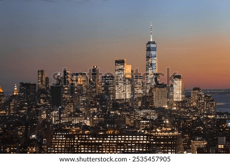 Similar – Image, Stock Photo Skyline at night Night