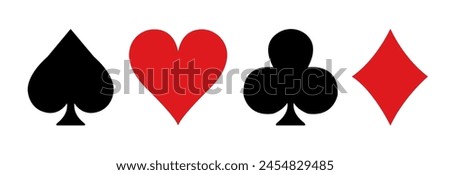 symbol of Four cards suits, spades, hearts, diamonds and clubs. 