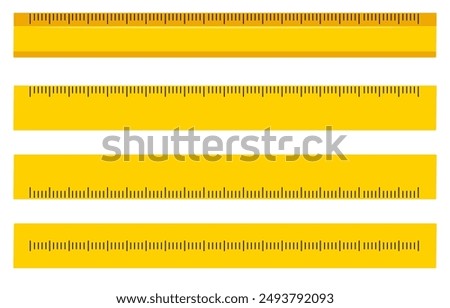 yellow Measurement tape for carpentry, ruler with scale metric. Carpenter measuring tape, metric tape measure.