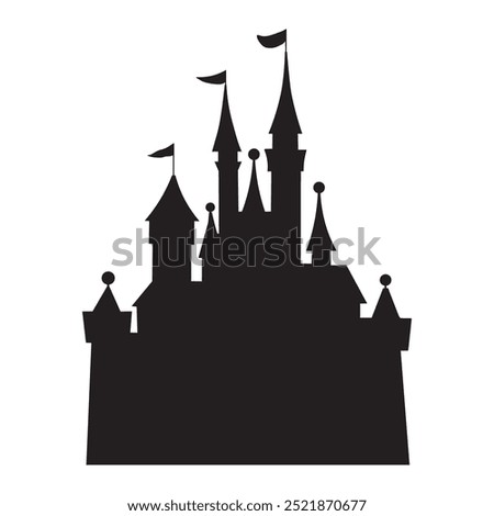 Castle Silhouette with multiple towers and spires