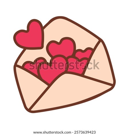 Envelope Filled with Hearts, valentine love concept