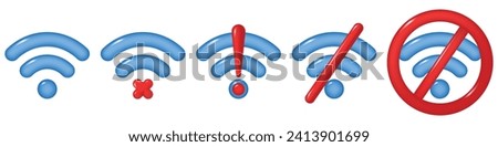 Set of 3d WIFI icons isolated on a transparent background. Wireless internet sign. Vector illustration.