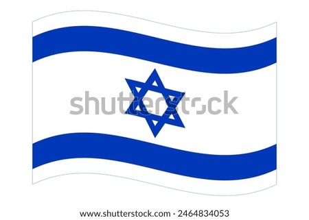 Wavy flag of Israel, isolated on transparent background. Vector illustration