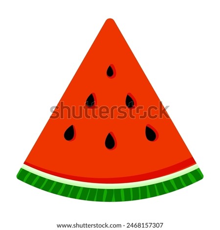 Triangle-shaped watermelon slice isolated on a transparent background. Watermelon icon. Vector illustration