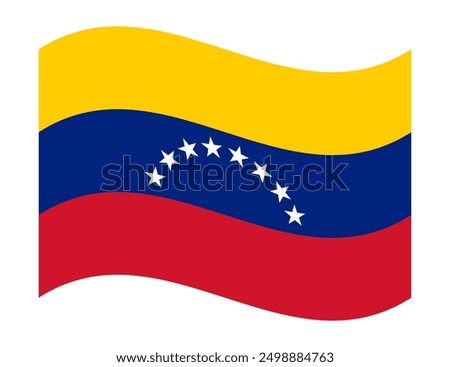 Wavy flag of Venezuela, isolated on transparent background. Flag of the Bolivarian Republic of Venezuela. Vector illustration