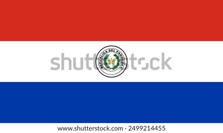 The official national flag of Paraguay. Flag of the Republic of Paraguay. Vector illustration