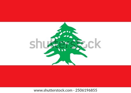 National flag of Lebanon. Flag of the Republic of Lebanon. Vector illustration