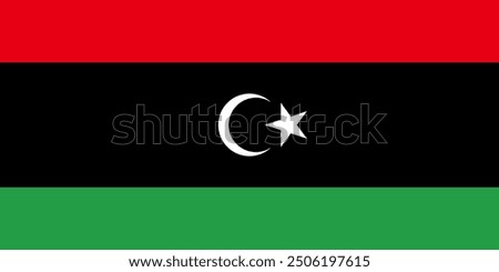 The official national flag of Libya. Flag of the State of Libya. Vector illustration