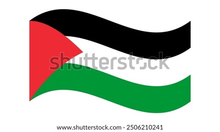 Wavy flag of Palestine, isolated on transparent background. Flag of the State of Palestine. Vector illustration