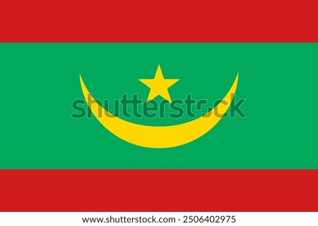 The official national flag of Mauritania. Flag of the Islamic Republic of Mauritania. Vector illustration