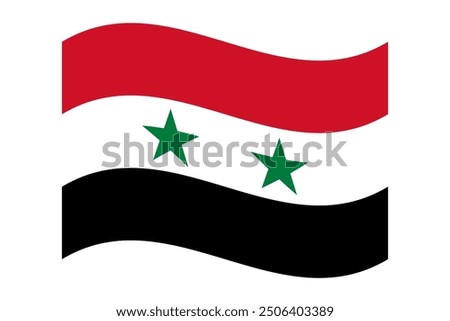 Wavy flag of Syria, isolated on transparent background. Flag of the Syrian Arab Republic. Vector illustration