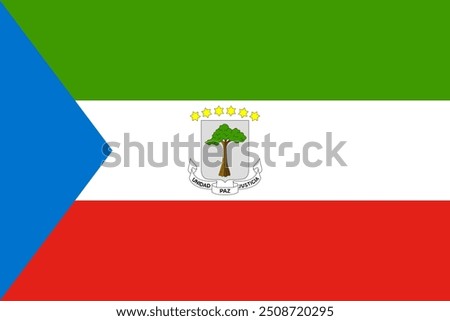 The official national flag of Equatorial Guinea. Flag of the Republic of Equatorial Guinea. Vector illustration.