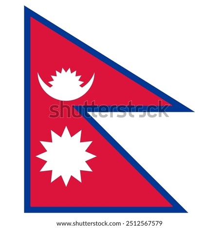 The official national flag of Nepal. Flag of the Federal Democratic Republic of Nepal. Vector illustration