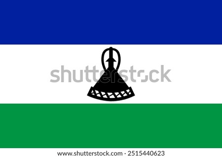 The official national flag of Lesotho. Flag of the Kingdom of Lesotho. Vector illustration