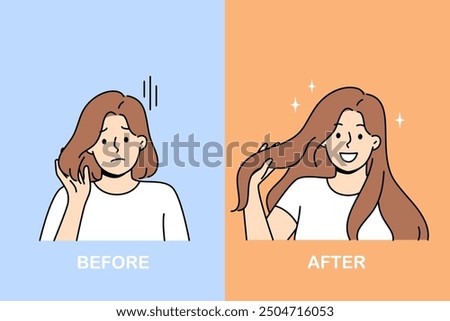 Similar – Image, Stock Photo At the hairdresser-after the color comes the heat