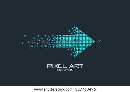Pixel art design of the arrow logo.