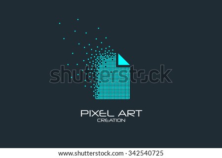 Pixel art design of the sheet of paper icon logo.