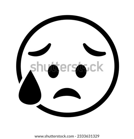 Emoji Disappointed But Relieved Face Vector. Emoji Disappointed But Relieved Face Outline Vector Isolated In White Background. 