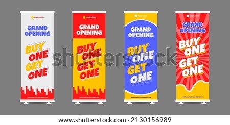 X-Banner template for Grand Opening Sale. Buy One Get One. Big Sale Banner Design, Promotion, Advertising, Roll-up