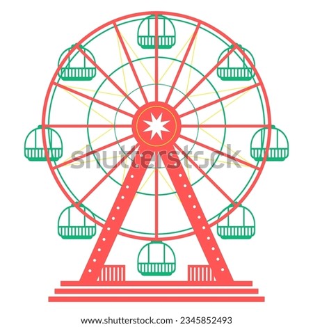 Ferris wheel spinning flat illustration