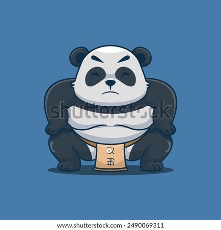 Panda Sumo mascot character logo design vector illustration