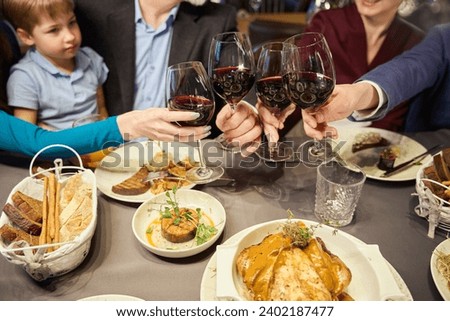 Similar – Image, Stock Photo Anonymous person eating toast with eggs and cheese