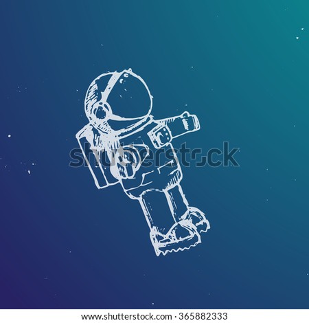  Vector illustration. Spaceman in a space in sketch style.